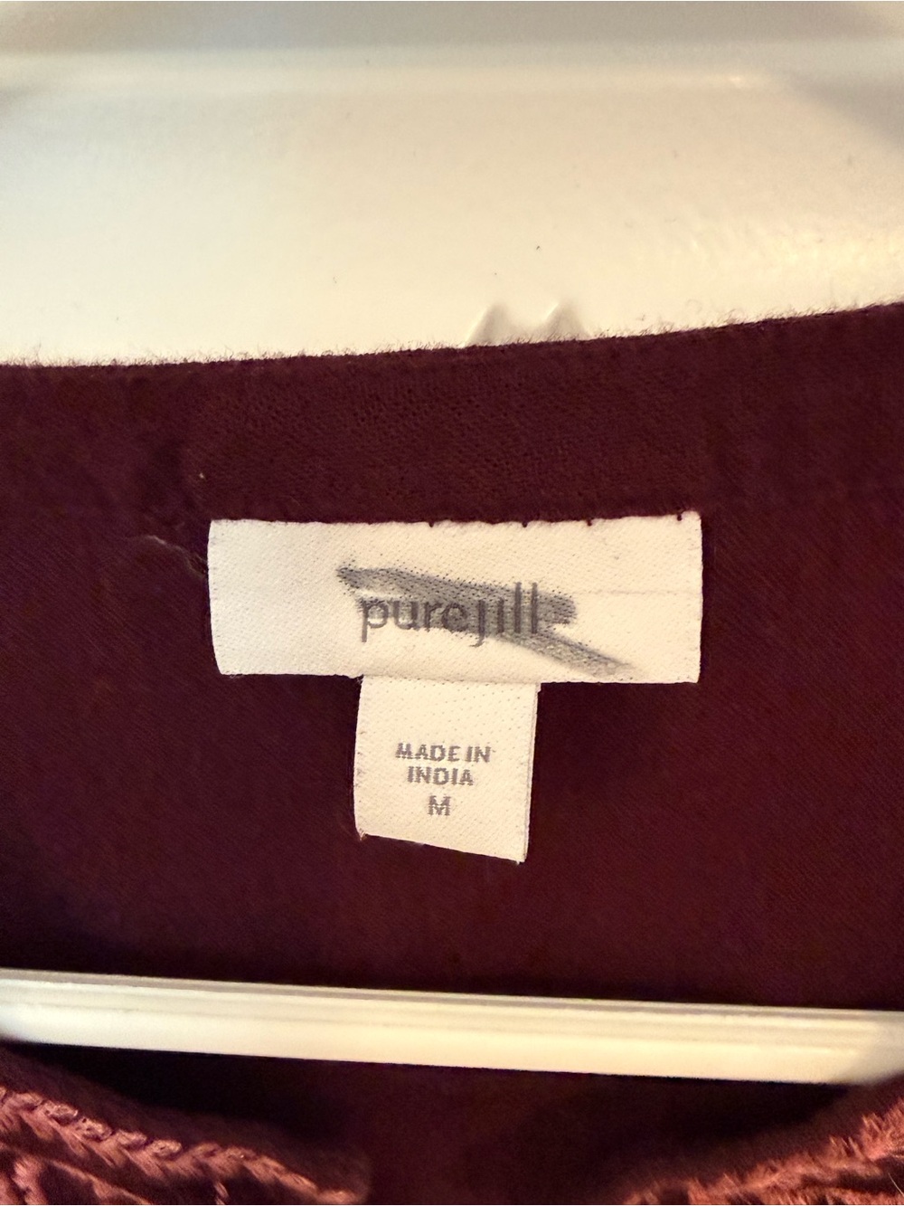 J.Jill Pure Jill Burgundy Embroidered Top Size Medium - Picture 5 of 9